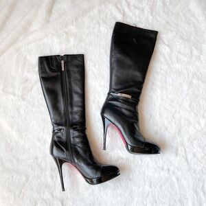 Luciano Padovan Made In Italy Knee High Boots Black Leather Cap Toe Platform 40